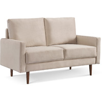 57"" Beige And Dark Brown Velvet Love Seat