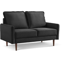 57"" Black And Dark Brown Velvet Love Seat