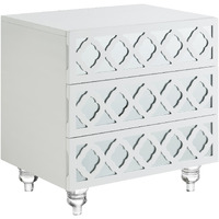 24"" Clear And White Mirrored End Table With Three Drawers
