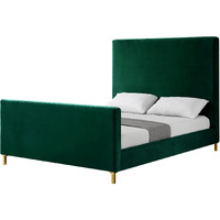 Hunter Green Solid Wood Queen Upholstered Velvet Bed