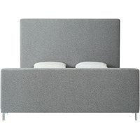 Gray Solid Wood King Upholstered Linen Bed