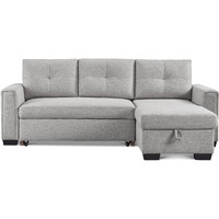 92"" Light Gray Polyester Blend And Black Convertible Futon Sleeper Sofa