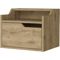 13"" Beige One Drawer Faux Wood Floating Nightstand