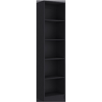 71"" Black Five Tier Bookcase With Two Doors