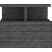 13"" Dark Gray One Drawer Faux Wood Floating Nightstand