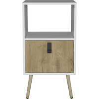 22"" White One Drawer Faux Wood Nightstand