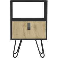 22"" Black One Drawer Faux Wood Nightstand