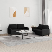 Vidaxl 2 Piece Sofa Set With Cushions Black Fabric