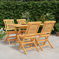 Vidaxl 5 Piece Patio Dining Set Solid Wood Teak