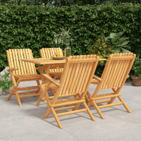 Vidaxl 5 Piece Patio Dining Set Solid Wood Teak