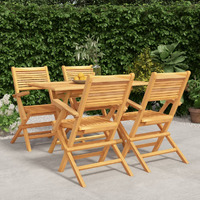 Vidaxl 5 Piece Patio Dining Set Solid Wood Teak