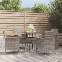 Vidaxl 5 Piece Patio Bistro Set With Cushions Gray Poly Rattan
