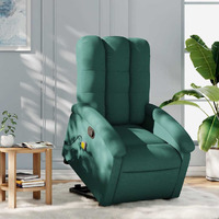 Vidaxl Stand Up Massage Recliner Chair Dark Green Fabric