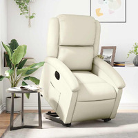 Vidaxl Electric Stand Up Recliner Chair Cream Faux Leather
