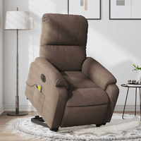 Vidaxl Electric Stand Up Massage Recliner Chair Brown Microfiber Fabric