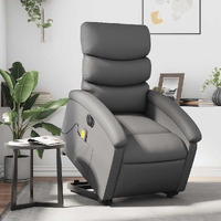 Vidaxl Electric Stand Up Massage Recliner Chair Gray Faux Leather