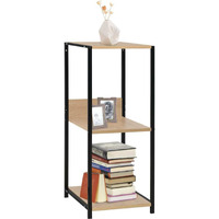Vidaxl Small Straight Book Shelf Black And Oak 13.2""X15.6""X31.4"" Engineered Wood