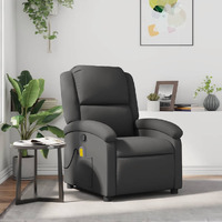 Vidaxl Massage Recliner Chair Gray Real Leather