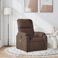 Vidaxl Massage Recliner Chair Brown Microfiber Fabric