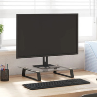 Vidaxl Monitor Stand Black 15.7""X13.8""X3.1"" Tempered Glass And Metal