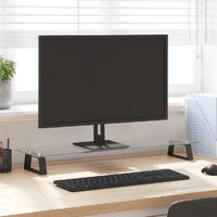 Vidaxl Monitor Stand Black 31.5""X7.9""X3.1"" Tempered Glass And Metal