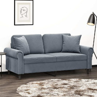 Vidaxl 2-Seater Sofa With Throw Pillows Dark Gray 55.1"" Velvet