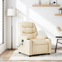 Vidaxl Massage Recliner Chair Cream Fabric