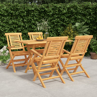 Vidaxl 5 Piece Patio Dining Set Solid Wood Teak