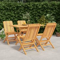 Vidaxl 5 Piece Patio Dining Set Solid Wood Teak