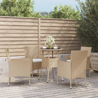 Vidaxl 5 Piece Patio Bistro Set With Cushions Beige Poly Rattan
