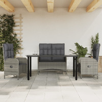 Vidaxl 4 Piece Patio Dining Set With Cushions Gray Poly Rattan