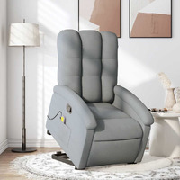 Vidaxl Stand Up Massage Recliner Chair Light Gray Fabric