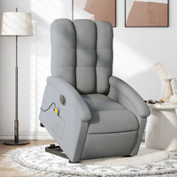 Vidaxl Electric Stand Up Massage Recliner Chair Light Gray Fabric