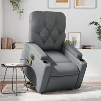 Vidaxl Electric Stand Up Massage Recliner Chair Gray Faux Leather