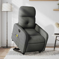 Vidaxl Stand Up Massage Recliner Chair Dark Gray Fabric