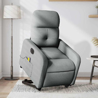 Vidaxl Electric Stand Up Massage Recliner Chair Light Gray Fabric