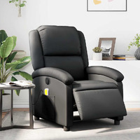 Vidaxl Electric Massage Recliner Chair Black Real Leather