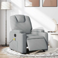 Vidaxl Electric Massage Recliner Chair Light Gray Fabric