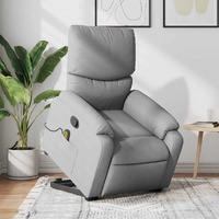 Vidaxl Stand Up Massage Recliner Chair Light Gray Fabric