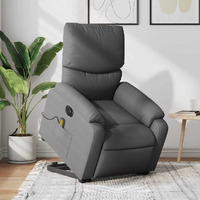 Vidaxl Electric Stand Up Massage Recliner Chair Dark Gray Fabric