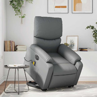 Vidaxl Electric Stand Up Massage Recliner Chair Gray Faux Leather