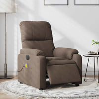 Vidaxl Electric Massage Recliner Chair Brown Microfiber Fabric