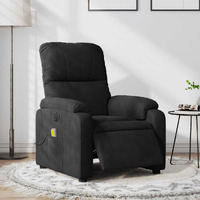 Vidaxl Electric Massage Recliner Chair Black Microfiber Fabric