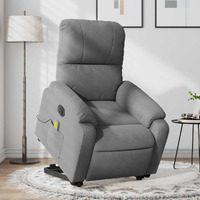 Vidaxl Electric Stand Up Massage Recliner Chair Dark Gray Microfiber Fabric