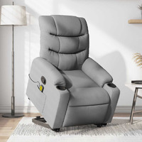 Vidaxl Stand Up Massage Recliner Chair Light Gray Fabric