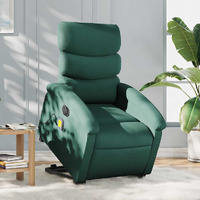 Vidaxl Electric Stand Up Massage Recliner Chair Dark Green Fabric