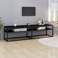 Vidaxl Tv Stand Black 63""X15.7""X15.9"" Tempered Glass