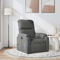 Vidaxl Massage Recliner Chair Dark Gray Microfiber Fabric