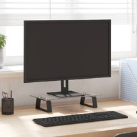 Vidaxl Monitor Stand Black 15.7""X7.9""X3.1"" Tempered Glass And Metal