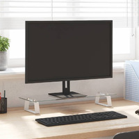 Vidaxl Monitor Stand White 23.6""X7.9""X3.1"" Tempered Glass And Metal